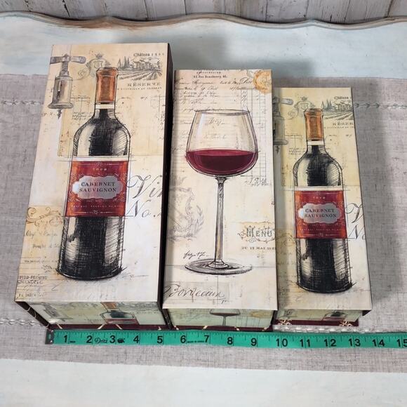 NEW! 3-Pc Wine Themed Nesting Home Decor or Gift Boxes - Picture 9 of 15